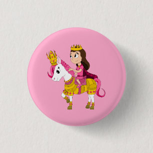 Cute cartoon princess 3 cm round badge