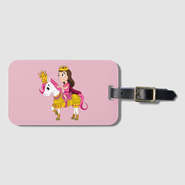 Cute cartoon princess luggage tag (Front Horizontal)