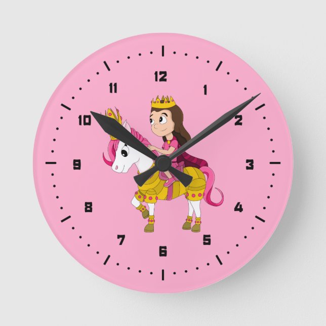 Cute cartoon princess  round clock (Front)