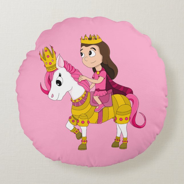 Cute cartoon princess round cushion (Front)