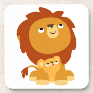Cute Cartoon Protective Dad Lion Coaster Set