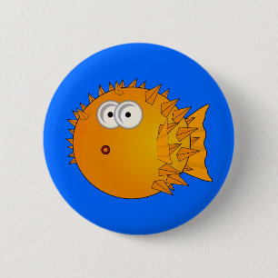 Cute Cartoon Puffer Fish 6 Cm Round Badge