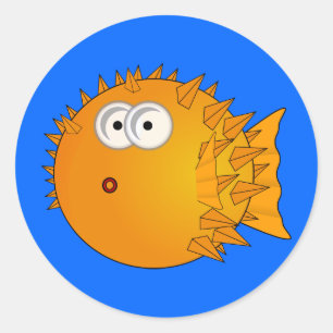 Cute Cartoon Puffer Fish Classic Round Sticker