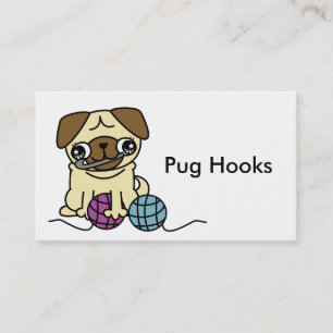 Cute cartoon pug crochet Business Card