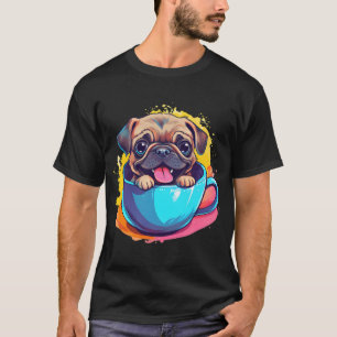 Cute Cartoon Pug Dog in Unicorn Costume T-Shirt