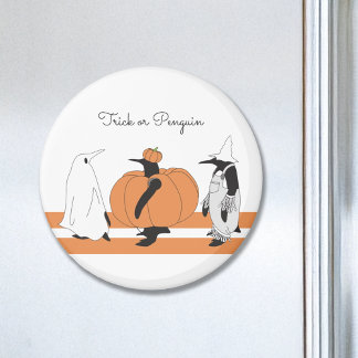 Cute Cartoon Pumpkin Penguin Funny Halloween Magnet