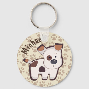 Cute Cartoon Puppy Dog Personalised Key Ring