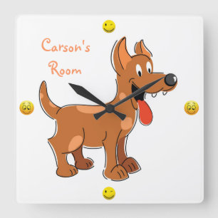Cute Cartoon puppy dog Square Wall Clock