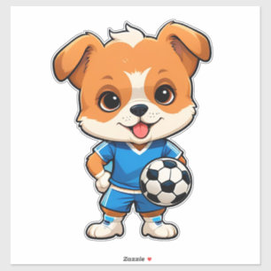 Cute Cartoon Puppy Soccer Player