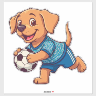 Cute Cartoon Puppy Soccer Player
