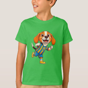 Cute Cartoon Puppy Soccer Player T-Shirt