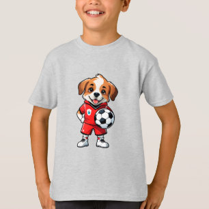 Cute Cartoon Puppy Soccer Player T-Shirt