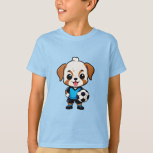 Cute Cartoon Puppy Soccer Player T-Shirt