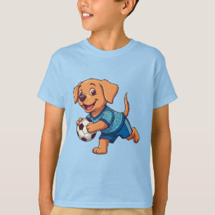 Cute Cartoon Puppy Soccer Player T-Shirt