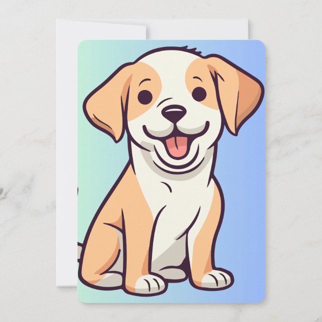 Cute Cartoon Puppy with a Cheerful Smile Invitation (Back)