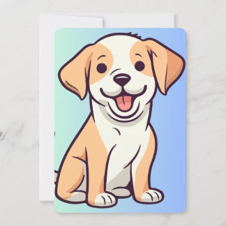 Cute Cartoon Puppy with a Cheerful Smile Invitation