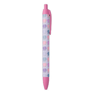 Cute Cartoon Purple Elephant Pattern Black Ink Pen