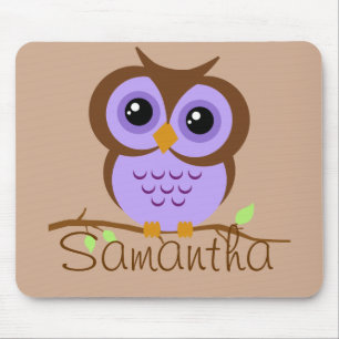 Cute Cartoon Purple Owl Mouse Mat