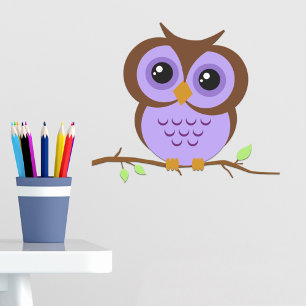 Cute Cartoon Purple Owl Vinyl Sticker