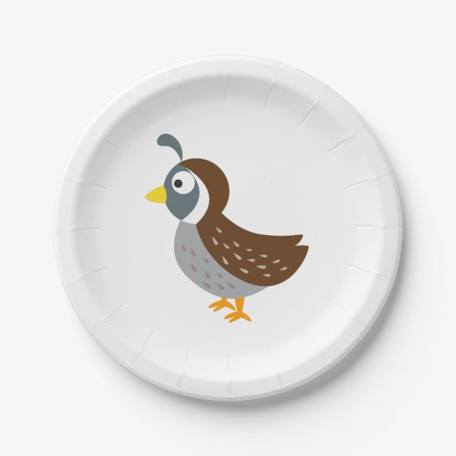 Cute Cartoon Quail Paper Plate (Front)