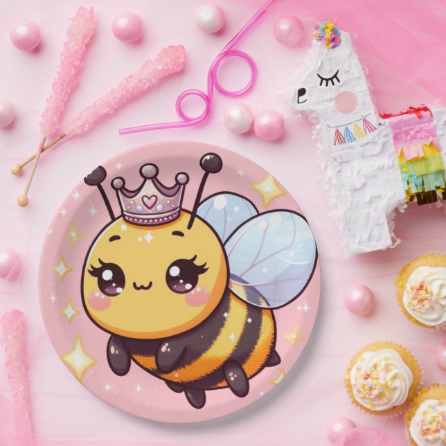 Cute Cartoon Queen Bee Paper Plate (Party)