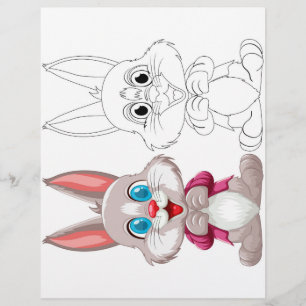 Cute Cartoon rabbit colouring page