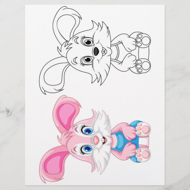 Cute Cartoon rabbit colouring page (Front)