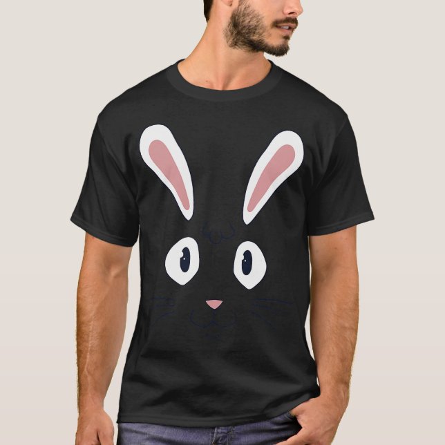 Cute Cartoon Rabbit Face Easter Bunny Costume T-Shirt (Front)