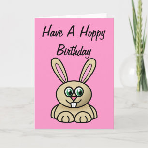 Cute Cartoon Rabbit - Have A Hoppy Birthday Card