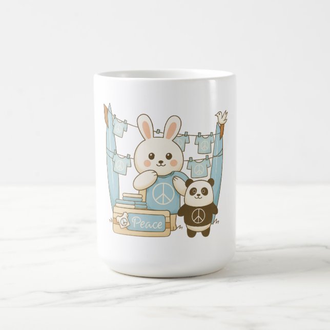 Cute cartoon rabbit panda coffee mug (Center)