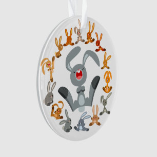 Cute Cartoon Rabbits Mandala Acrylic Ornament