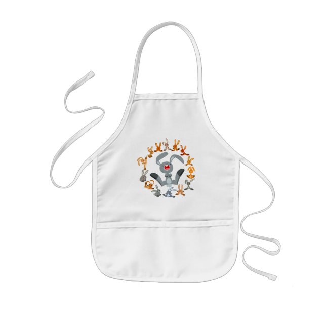 Cute Cartoon Rabbits Mandala Children Apron (Front)