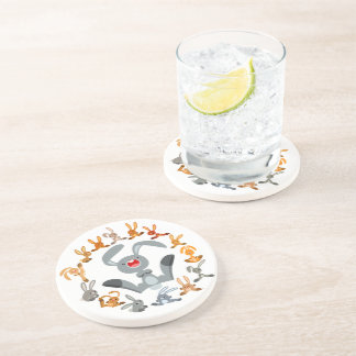 Cute Cartoon Rabbits Mandala Coaster