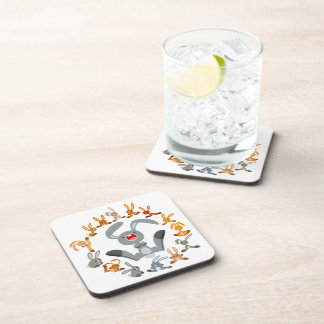 Cute Cartoon Rabbits Mandala Coasters Set