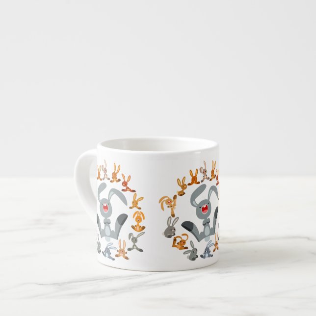 Cute Cartoon Rabbits Mandala Espresso Mug (Front Left)