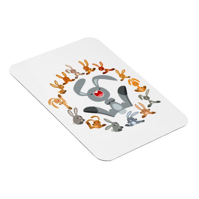 Cute Cartoon Rabbits Mandala Flexible Magnet (Right Side)