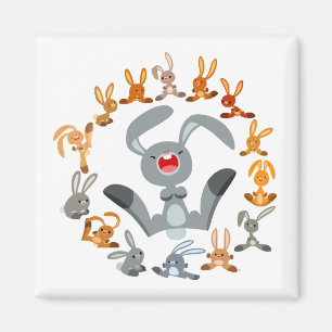 Cute Cartoon Rabbits Mandala Magnet