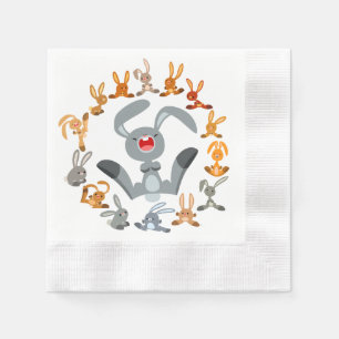 Cute Cartoon Rabbits Mandala Paper Napkins