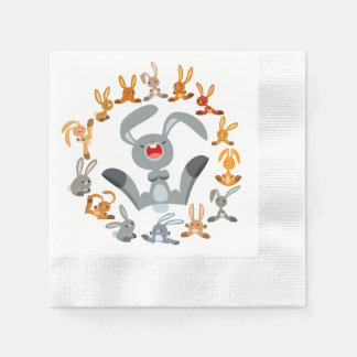 Cute Cartoon Rabbits Mandala Paper Napkins