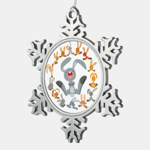 Cute Cartoon Rabbits Mandala Pewter Ornament