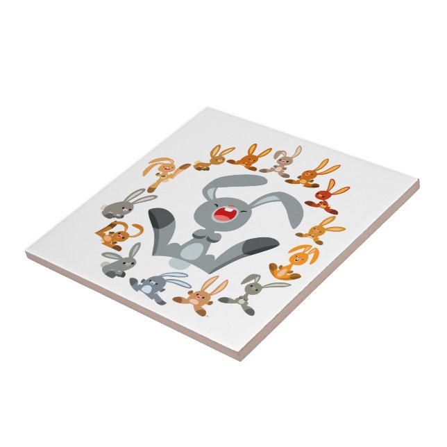 Cute Cartoon Rabbits Mandala Tile (Side)