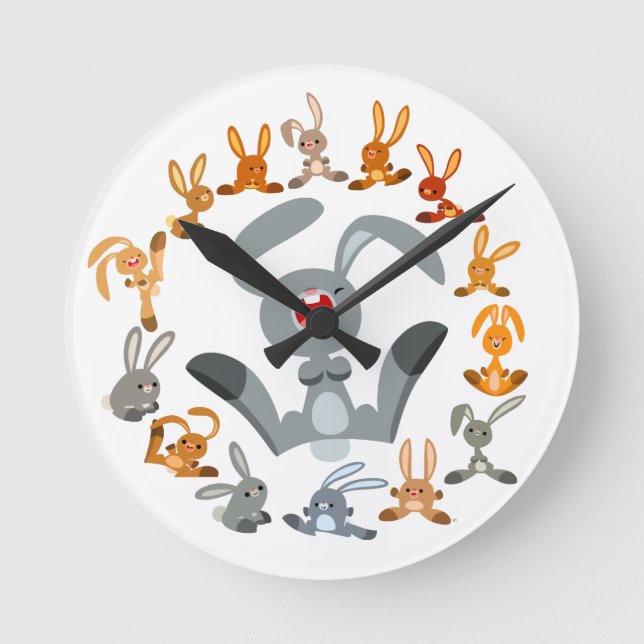 Cute Cartoon Rabbits Mandala Wall Clock (Front)