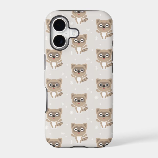 Cute Cartoon raccoons Winter Pattern (Back)