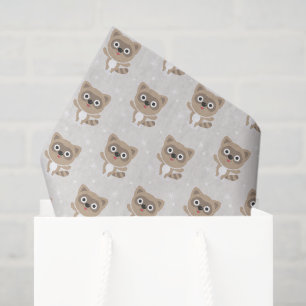 Cute Cartoon Raccoons Winter Pattern Tissue Paper