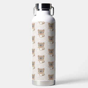 Cute Cartoon Raccoons Winter Pattern Water Bottle