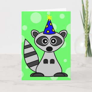 Cute Cartoon Racoon Birthday Card