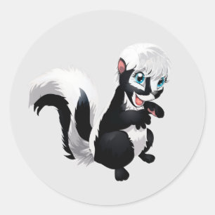 Cute Cartoon Racoon Classic Round Sticker