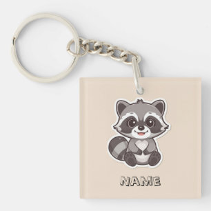 Cute Cartoon Racoon Custom Keychain
