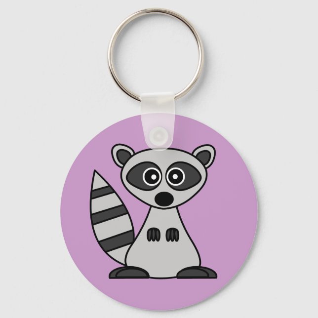 Cute Cartoon Racoon Key Ring (Front)