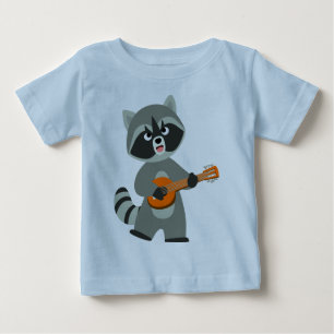 Cute Cartoon Racoon Playing Banjo Baby T-Shirt